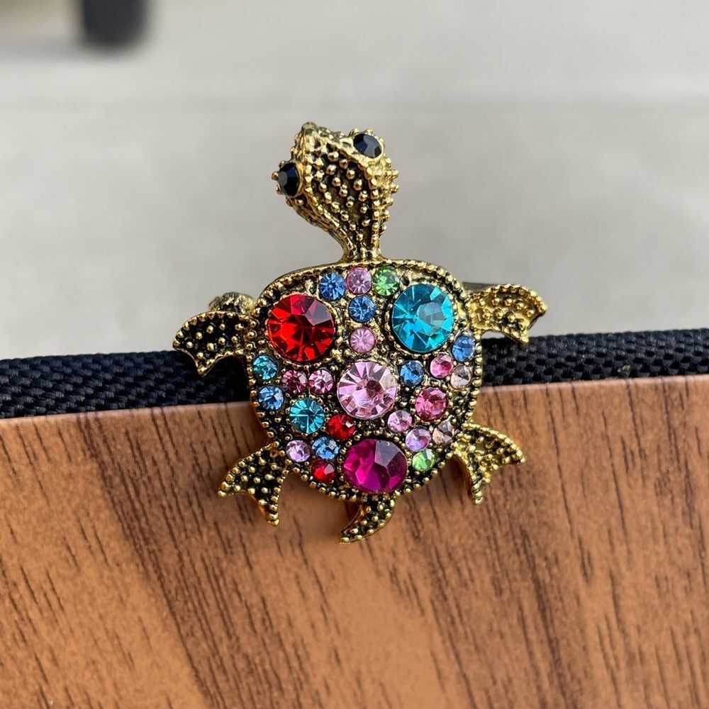 Colorful Rhinestone Baby Turtle Brooch Pin vacation beach boho gift new